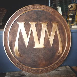 Metal on Metal logo, Bronze casting